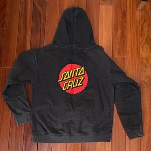 Santa Cruz Charcoal Hoodie with Red and Yellow Logo